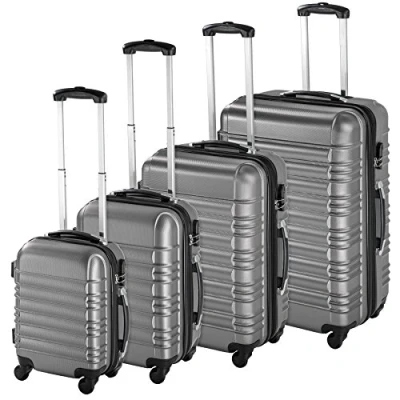Imagen de TecTake® Juego de 4 Maletas Rígidas Plástico ABS, Tamaños XL L M S, Set Viaje con Ruedas 360º, Cerradura Combinación, Asa Telescópica Aluminio, Interior Compartimentado Plata