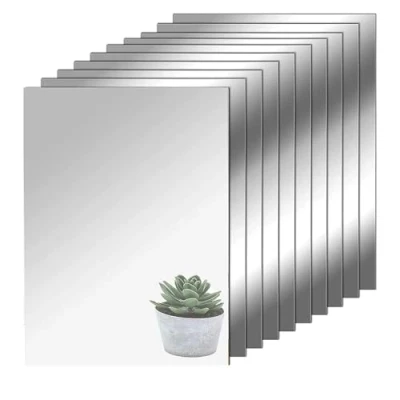Imagen de TSKDKIT 10 Piezas Espejos Adhesivos Pared HD Espejo sin Vidrio Acrílico Adhesivo 15 x 10cm de Grandes Marco para Armarios Sala Estar, Baño, Dormitorio