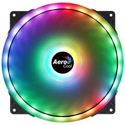 Imagen de Aerocool Duo 20 ARGB LED PC Fan, 200 mm, 700 RPM, Curved Fan Blades for Maximum Cooling and Anti Vibration Pads
