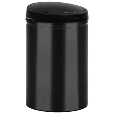 Imagen de vidaXL Cubo de Basura con Sensor Automático Papelera Reciclaje Barurero Contenedor Baño Cocina Sala Estar Salón Oficina 30L Acero al Carbono Negro