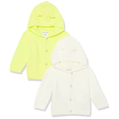 Imagen de Amazon Essentials Jersey con Capucha Unisex Bebés, Pack de 2, Amarillo Limón/Marfil, 12 Meses