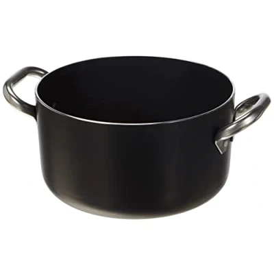 Imagen de Ollas Agnelli Alblack Cazuela Alta de Aluminio, Espesor 3 mm, con 2 Asas en Acero Inoxidable, Negro, 24 cm