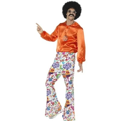 Imagen de Smiffys Pantalones acampanados buena onda años 60, para hombre, multicolor