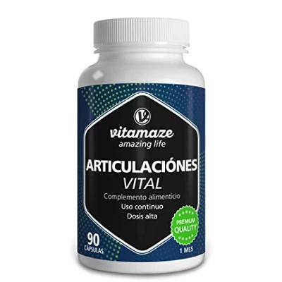 Imagen de Glucosamina Condroitina MSM 1500 mg + Ácido Hialurónico de Alta Dosis para las Articulaciones y Cartílagos, 90 Cápsulas, Suplemento natural sin Aditivos, Calidad Alemana. Vitamaze®…
