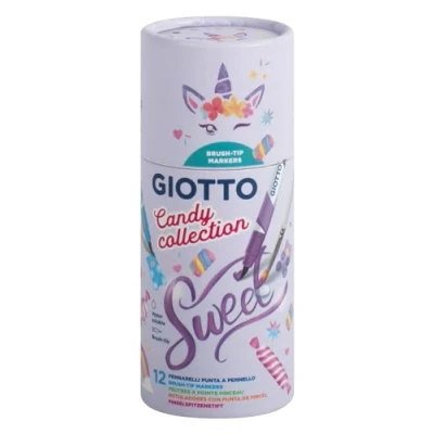 Imagen de Giotto Turbo Soft Brush candy Collection, Rotuladores con punta de pincel, Bote cartón reutilizable, Colores surtidos, 13 unidades