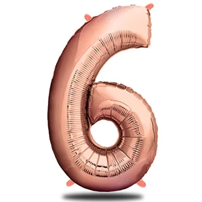 Imagen de envami® Globos de Cumpleãnos 6 Oro Rosas 101 CM Globo Años Numero Decoracion Cumpleaños Niñas Numeros Gigantes Para Fiestas Vuelan con Helio
