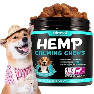 Imagen de Masticables calmantes para Perros, Adiestramiento Perros y ayudas Comportamiento, Naturales golosinas calmantes, Alivia ansiedad Comportamiento Agresivo, 110 Pcs Res Carne (242g)