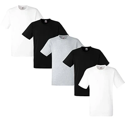 Imagen de Fruit of the Loom Camiseta para hombre, lote de 5 unidades, 2blanco/2negro/1gris, XXL