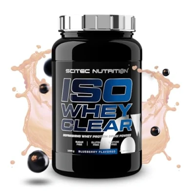 Imagen de Scitec Nutrition Iso Whey Clear Bebida proteica refrescante Sin azúcar lactosa gluten aceite de palma, 1025 g, Té verde kiwi con edulcorantes