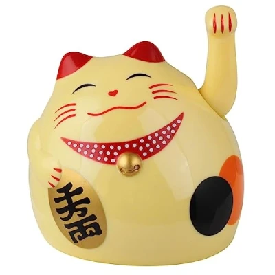 Imagen de Freak Scene Agitando Gato Chino Maneki Neko Redondo 8 cm Beige