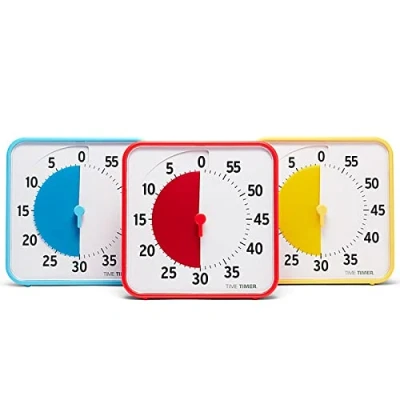 Imagen de Time Timer Mediano Pack de Classe Temporizador Visual 60 Minutos con Tarjetas Actividad Borrado en Seco para Aulas, Centros Aprendizaje y Profesores Reloj Escritorio (Pack 3)
