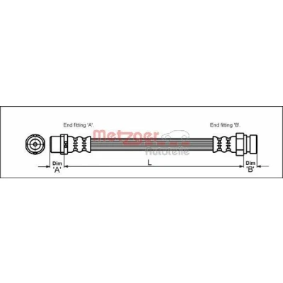Imagen de METZGER 4110348 Latiguillos de Freno 458 F10 x 1 SEAT: Alhambra I, VOLKSWAGEN: Sharan I