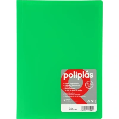 Imagen de Grafoplas I Carpeta con Fundas Plastico 10 Transparentes Tamaño Folio Verde Serie Poliplas Opaco Fabricados en España Tapas Flexibles Gran Capacidad de Almacenaje
