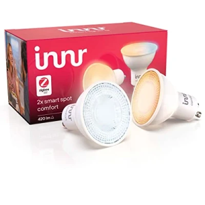 Imagen de Innr Bombilla Inteligente GU10 Ambiente, Spot Luz Blanca Cálida a Fría, Compatible con Hue*, Alexa, Amazon Echo (4ª gen), LED Zigbee, Regulable, 420 lúmenes 2 Pack