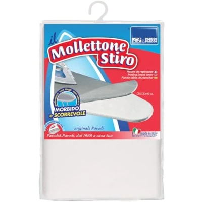 Imagen de Parodi &amp; Stiromega Pinza, Funda poliéster con Borde elástico, Cubierta antical Todas Las Tablas de Planchar para Muebles Planchado Metalizados, 130 x 45 cm, algodón, Bianco, 140x50x4 cm