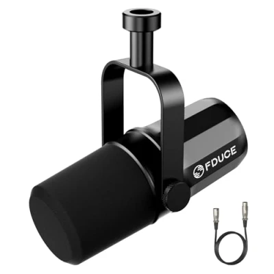 Imagen de FDUCE SL40X XLR micrófono dinámico para grabación Vocal, podcasting, Juegos, transmisión en Vivo y transmisión, cardioide Completamente metálico, tecnología de Aislamiento Voz Negro