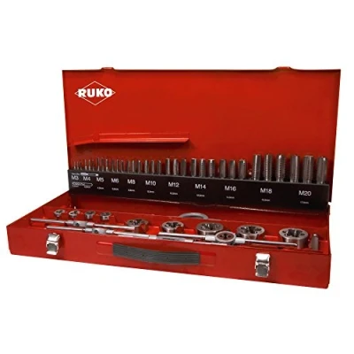 Imagen de RUKO 245040 Juego de terraja M3, M4, M5, M6, M8, M10, M12, M14, M16, M18, M20 54 Caja chapa acero