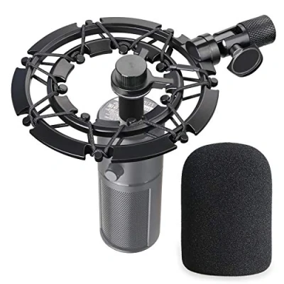 Imagen de Montaje de Choque con Funda Esponja para Micrófono Razer Seiren X, Montura Aleación Reducir Vibraciones y Mejorar la Calidad Grabación por YOUSHARES