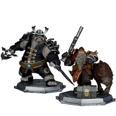 Imagen de McFarlane Toys World of Warcraft Dwarf Hunter: Beastmaster &amp; Marksman and Pandaren: Monk Rogue Figura Posada a Escala 1:12 de Lujo, 2 Unidades, Etiqueta Dorada