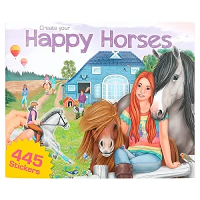 Imagen de Depesche 0012502 12502 CREA Felices 24 páginas para Crear Bonitos Mundos de Caballos, Libro Colorear con 6 Hojas Pegatinas, Multicolor, zzzz s