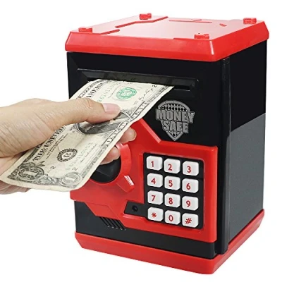 Imagen de HUSAN Hucha electrónica para niños con código electrónico de cerditos, Mini cajero Monedas ATM, Caja Monedas, Juguete Divertido Regalo