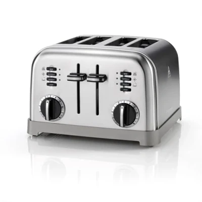 Imagen de Cuisinart Tostadora de 4 rebanadas Ranuras anchas, ideal para pan grueso y rosquillas 6 niveles tostado más descongelación Hervidor a juego disponible Acero inoxidable