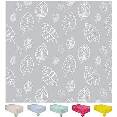 Imagen de Mantel de Hule, Rectangular 140 x 200cm, Hojas, Gris Claro