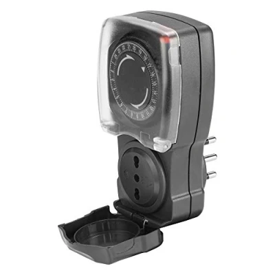Imagen de POLY POOL PP1412 Toma Eléctrica Temporizada con Temporizador Diario para Exterior Bivalente 10/16 A 2 P+T y Enchufe 16