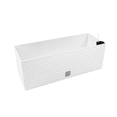 Imagen de Jardinera rectangular 17 litros con autorriego color blanco 52x20x19cm