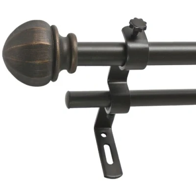 Imagen de Decopolitan Facet Ball Juego de Barra Cortina Doble 5/8&quot;, Bronce Vintage, 26 to 48 Inches