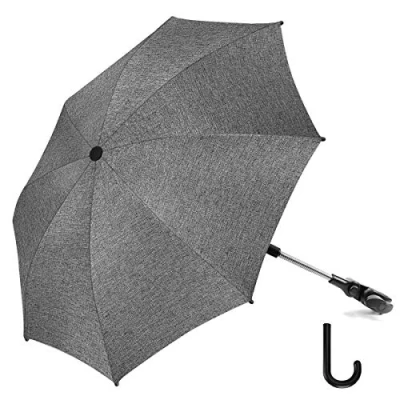 Imagen de AILEEPET Sombrilla Carrito Bebe Universal Paraguas Diámetro 73cm Anti Rayos UV 50+ con Un Mango de Gris