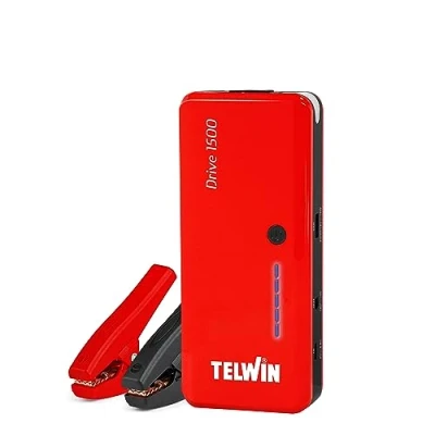 Imagen de Telwin Drive 1500 Arrancador portátil multifunción 12V para automóviles, Motocicletas, Barcos, 1500A + Powerbank Quick Charge