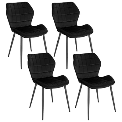 Imagen de WOLTU 4X Sillas Comedor, Silla Cocina con Respaldo en Funda Terciopelo, Nordica para Dormitorio, Salón y Estructura Metal, Negro, BH356sz 4
