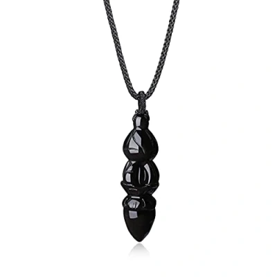 Imagen de COAI Collar con Colgante Varja de Obsidiana Negra Piedra Natural para Hombres Mujeres
