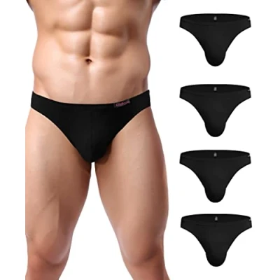 Imagen de Avidlove Men&#039;s Mini Slip Underwear Pack De 4 Calzoncillos Micro Modal Suaves Negro L