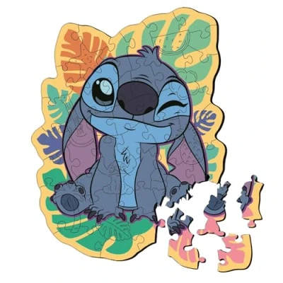 Imagen de Trefl Puntada Puzle de Madera: Lilo &amp; Stitch, El Alegre Stitch 50, Rompecabezas con Forma Wooden Puzzle, Piezas Irregulares, 10 figuritas, para niños a Partir 5 años, Color Multi Fabric. (20281)