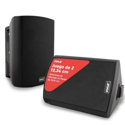 Imagen de Pyle sistema de par altavoces, Activo, Pasivo, Resistentes a la intemperie, Inalambricos, Sonido Estereo, Interiores, Exteriores, AUX, Bluetooth, Negro