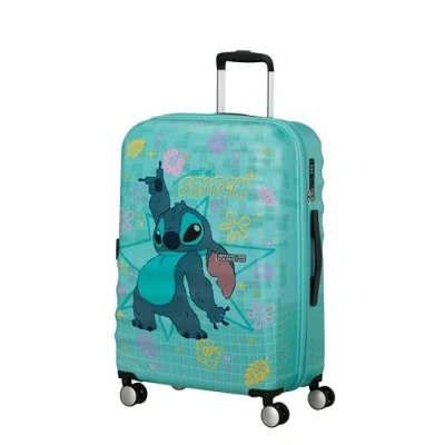 Imagen de American Tourister Wavebreaker Disney Maleta Infantil Stitch Flower 67 cm, tamaño Mediano, Funda rígida con 4 Ruedas, Cierre TSA, 64 L