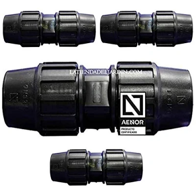 Imagen de Suinga 4 x MANGUITO ENLACE POLIETILENO 40MM. Producto con certificado AENOR utilizado en tuberías PE 40 mm para uso fontanería, riego y obras.