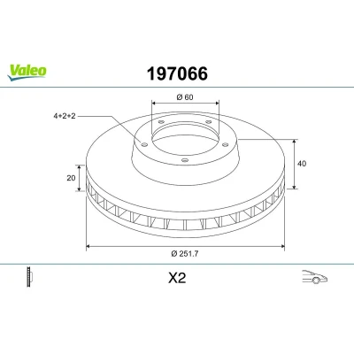 Imagen de VALEO 197066 Disco de freno Eje delantero 252 20 4 ventilado SUZUKI: SWIFT 3, Splash, OPEL: Agila B