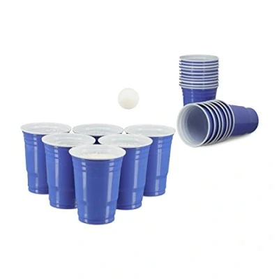 Imagen de Vasos Beer Pong, Pack 100 Unidades, Reutilizables. para Fiestas, Plástico, 473 ml, Bebidas o Cerveza, Azul