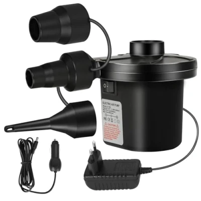 Imagen de USHOP Inflador Eléctrico,Hinchador Electrico con 3 Boquillas y 2 Enchufes para Casa Coche Bomba de Aire Eléctrica Portátil en 1 Desinflador Hinchables,Piscinas,Colchones Inflables