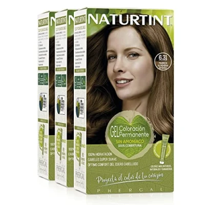 Imagen de Naturtint Biobased Coloración sin amoniaco 100% cobertura de canas Ingredientes vegetales Color natural y duradero 6.31 Marrón Almendra Intenso Pack 3