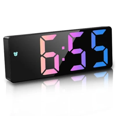Imagen de JQGO Reloj Despertador Digital, Pantalla LED Grande, Alimentado por Batería, Alarma Activada Sonido, con de Fecha y Temperatura Función Despertado, Colorido2