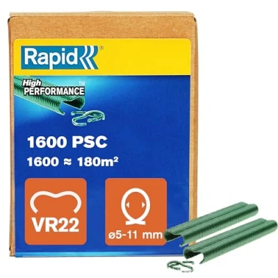 Imagen de Rapid VR22 Grapas Galvanizadas para Cercas y Vallas reforzadas con PET Verde, Aptas Vallados de 5 11mm, Ideal Jaulas Cercados, 1600 Unidades, Caja (40108811)