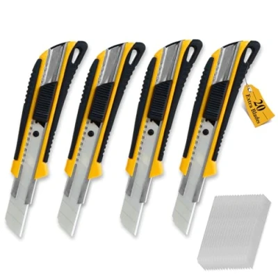 Imagen de CCLIFE 4piezas Juego de cuter con 20piezas Recambio Cuchillas Cutter, 18mm