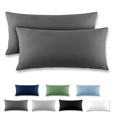 Imagen de REDKEY Funda Almohada Juego de 2 Fundas Almohadas 40x80 cm, con Solapa (sin Cremallera), Transpirable Suave Antiarrugas Microfibra Gris Oscuro
