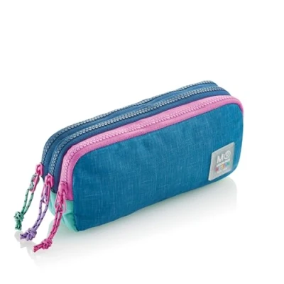 Imagen de Miquelrius Portatodo triple compartimento, estuche escolar rectangular, Cierres cremalleras de plástico resistente, Tiradores metálicos, 210 x 105 60 mm, Rider Purple