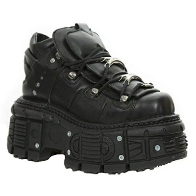 Imagen de New Rock Botines Unisex M TANK106 C2 de 100% Cuero Genuino Negro con Plataforma Punk Gótico a la Moda 9