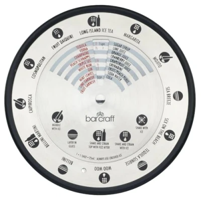 Imagen de BarCraft Utensilio de Coctelería, Compás con 12 Recetas, Acero Inoxidable, Color Blanco, 14 cm